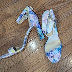 Vince Camuto Blue and Yellow Floral Heels